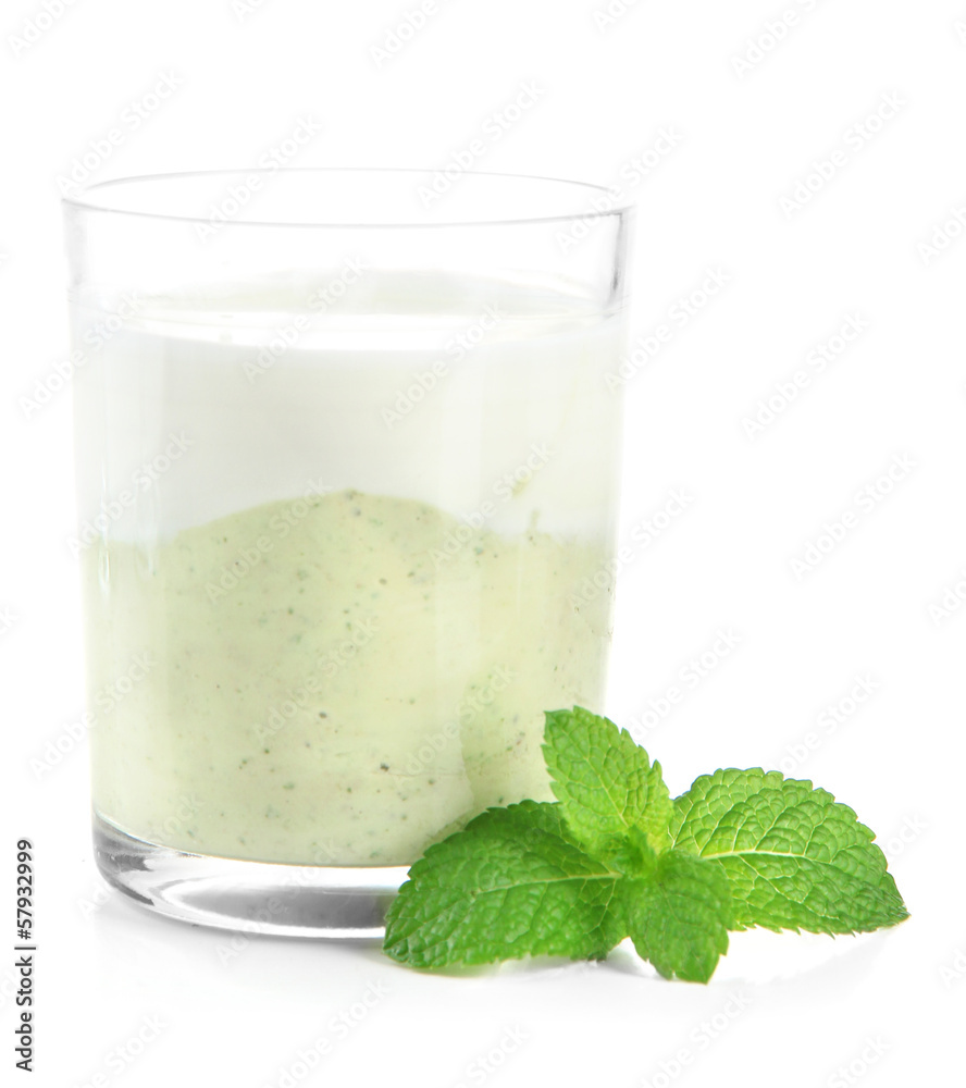 Fresh avocado smoothie isolated on white Fresh avocado smoothie isolated on white