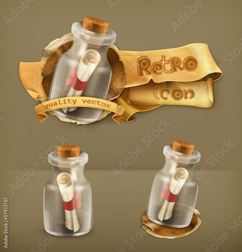 Message in bottle, vector icon