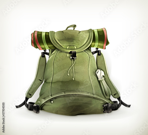 Travel backpack, old style on white