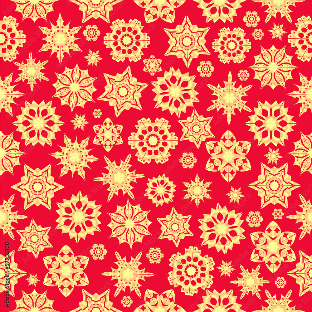 Christmas background.seamless pattern of golden snowflakes on a Christmas background.seamless pattern of golden snowflakes on a