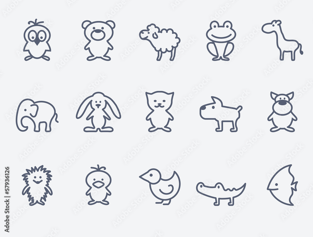 Cartoon animal icons