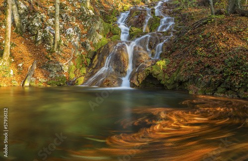 Beautiful autumn foliage, waterfalls and reflection patterns