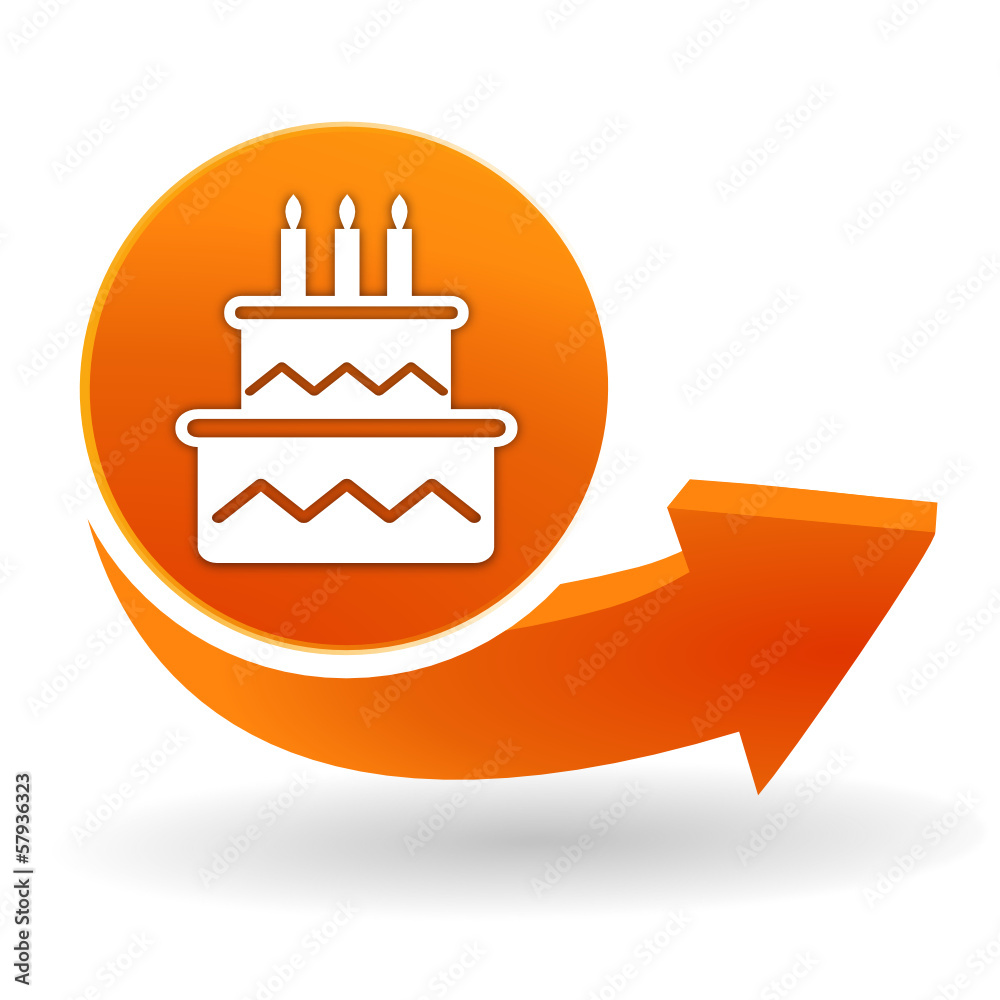anniversaire sur bouton web orange