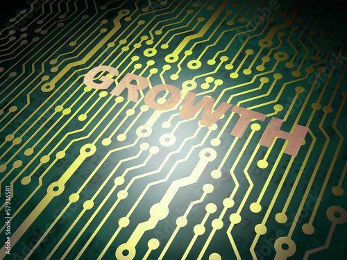 Finance concept: circuit board with Growth