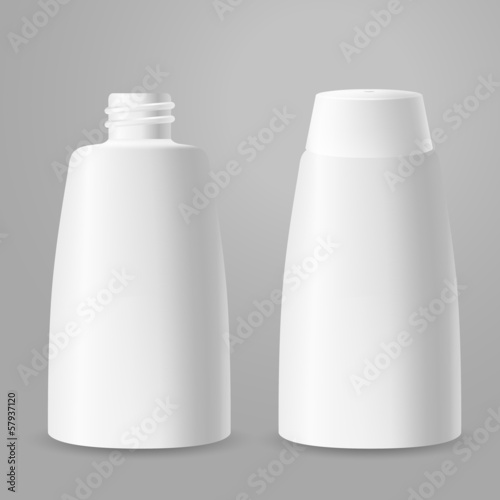 White plastic opened and closed bottles