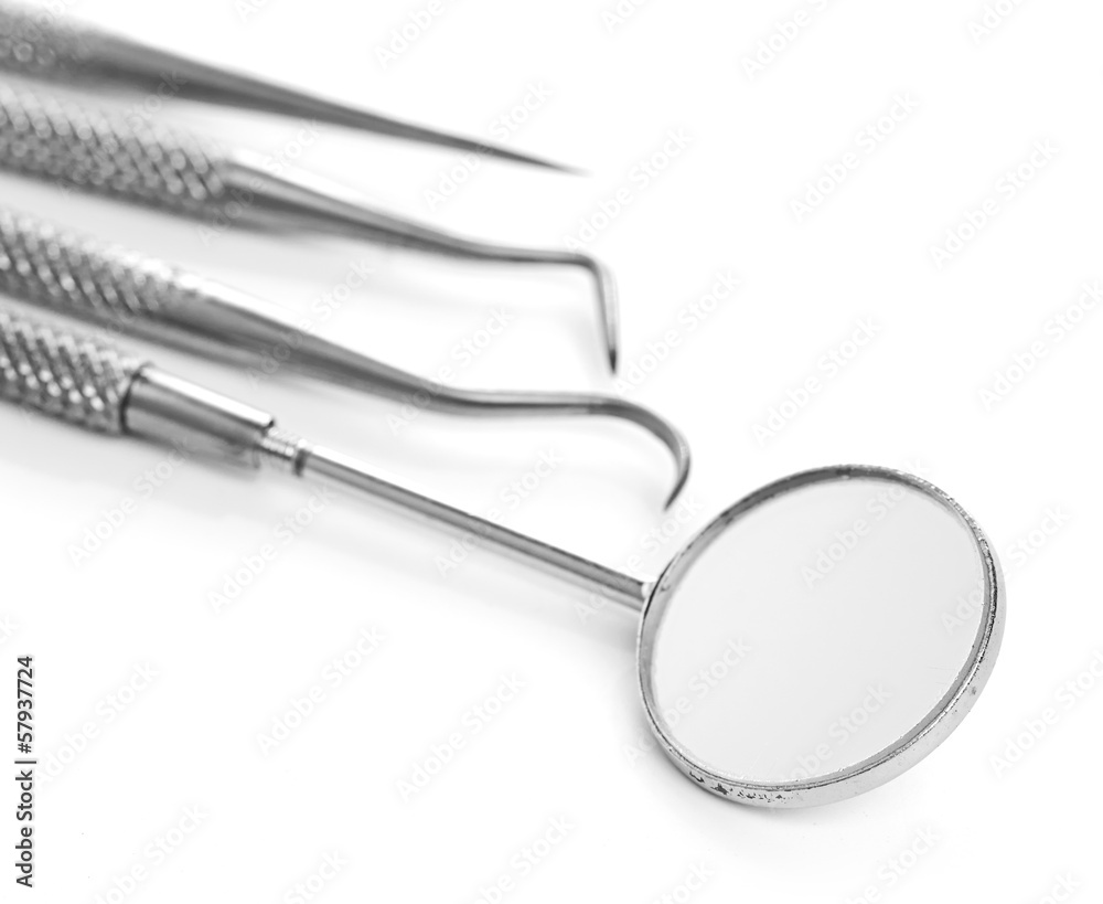Basic dentist tools isolated on white Basic dentist tools isolated on white