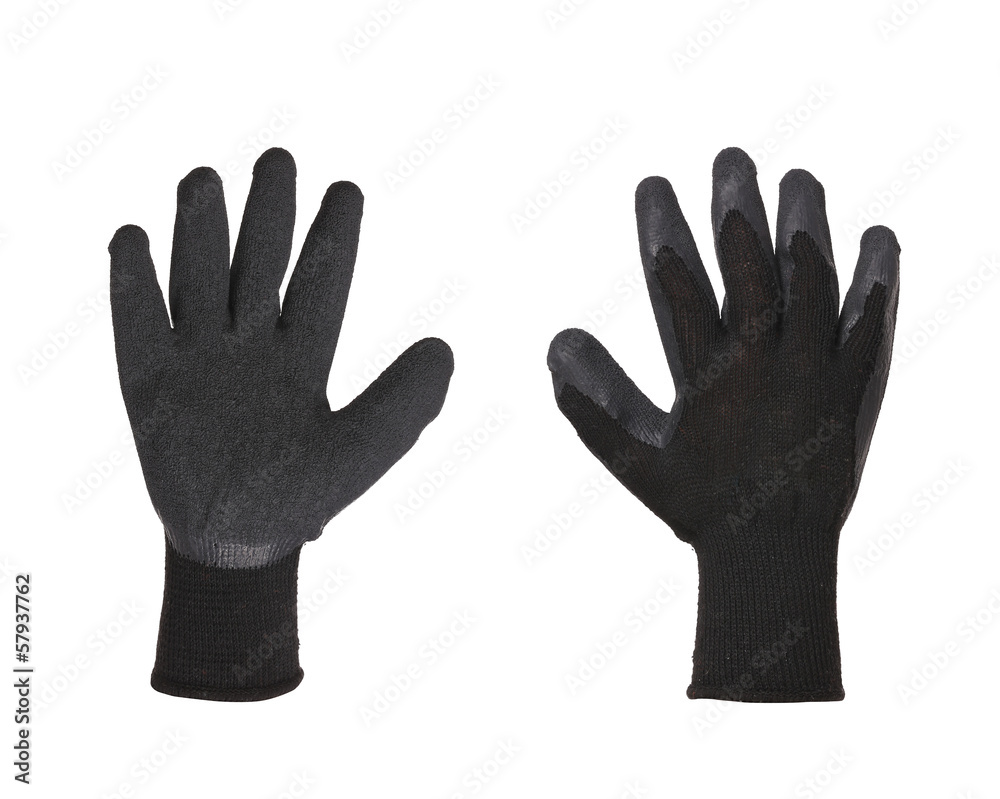 Black rubber protective glove. Black rubber protective glove.