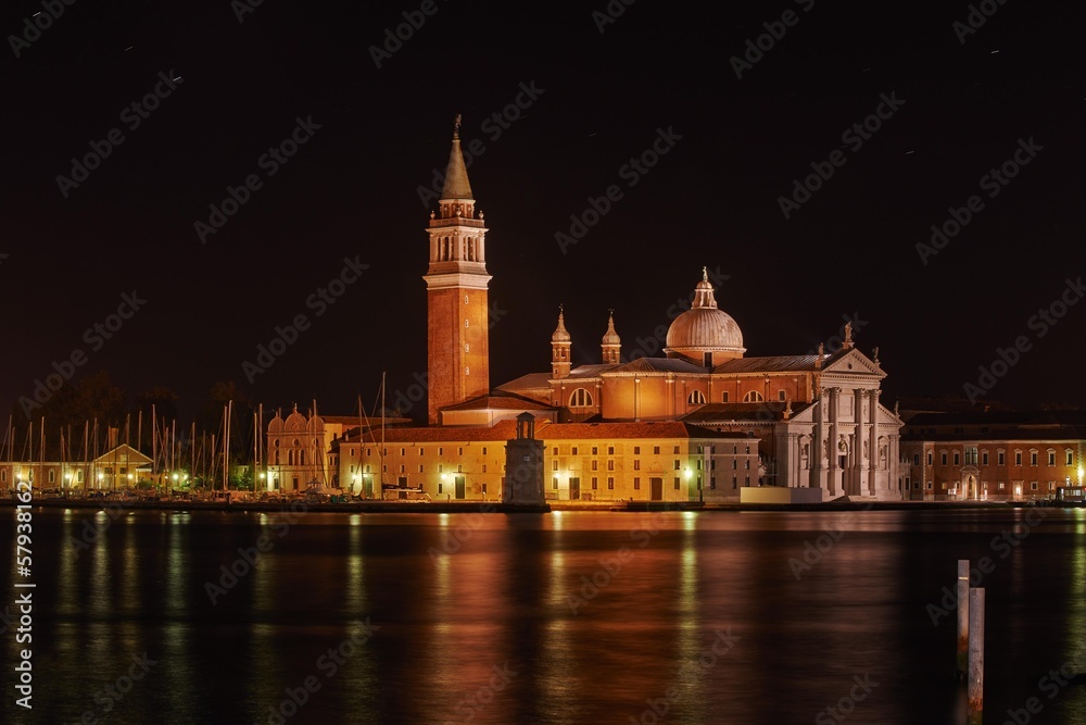 Venice, San Giorgio Maggiore church Long exposure By Night.