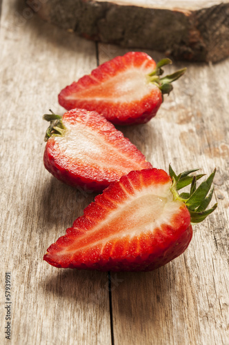 strawberry on wooden background