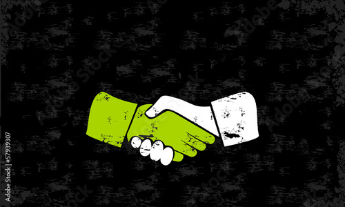 Abstract vector handshake  concept sketched on a blackboard