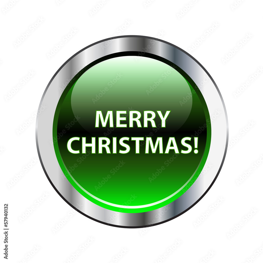 Green merry christmas button with silver border Green merry christmas button with silver border