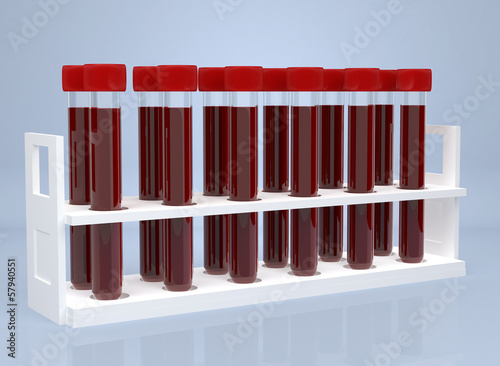 Test-tube with blood . Computer generated