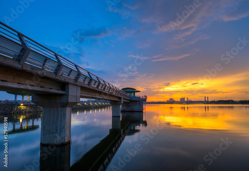 Wallpaper Mural A pier at Putrajaya Lake, Malaysia at sunset. Torontodigital.ca