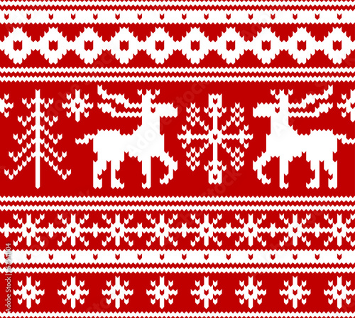 Seamless knitted christmas pattern, vector