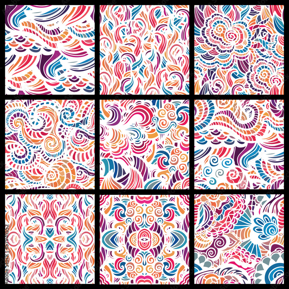 Mosaic vector seamless pattern with waves