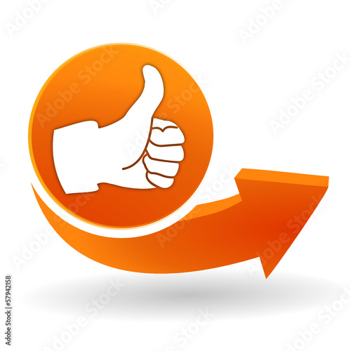pouce levé sur bouton web orange