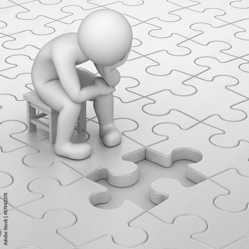 frustration, 3d human and one missing puzzle piece Stock Illustration |  Adobe Stock