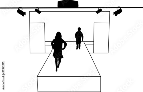 Catwalk and children models silhouette layered