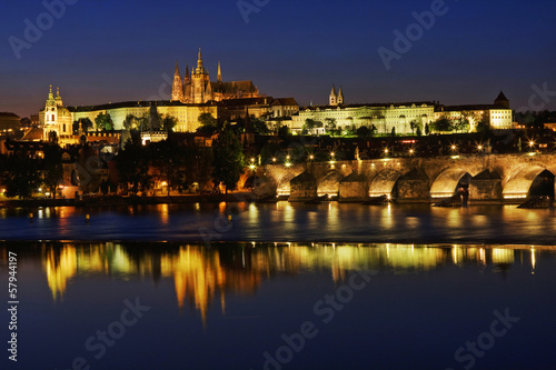 View of the Hradcany (Prague), Cathedral of St. Vitus at night.