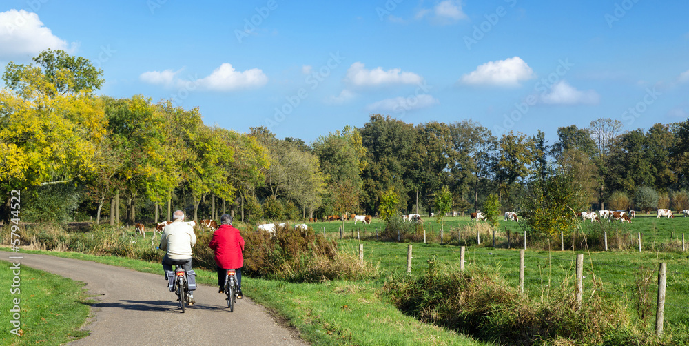senior couple on a bicycle