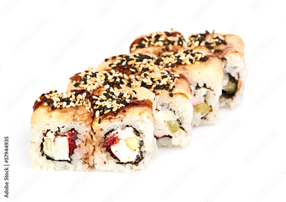 sushi, rolls isolated on white sushi, rolls isolated on white