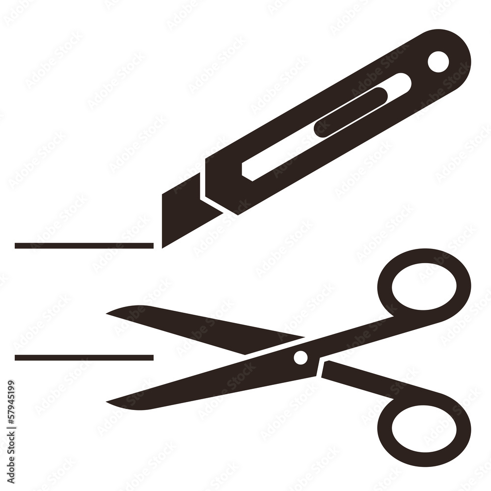 Cutter knife and Scissors symbol Cutter knife and Scissors symbol