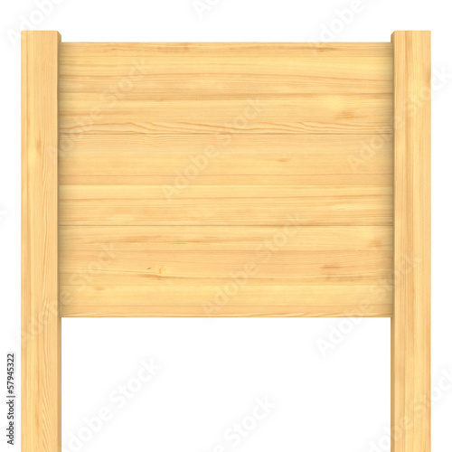 wooden signboard on white. Isolated 3D image