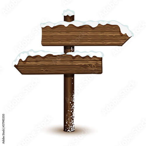 Winter wooden arrow in vector