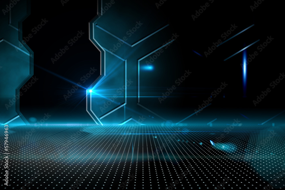 Fototapeta premium Doorway on technological black background