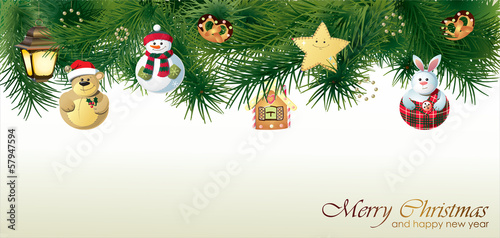 Merry Christmas and Happy New Year greeting card