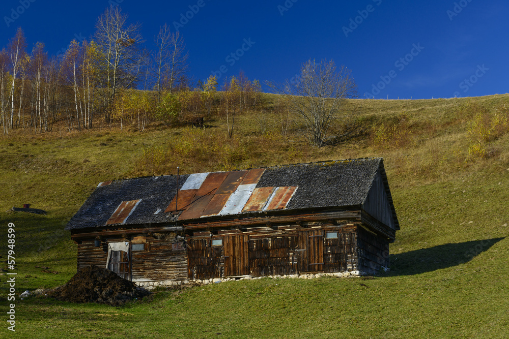 Old house located on the top of the Carpathian Mountains