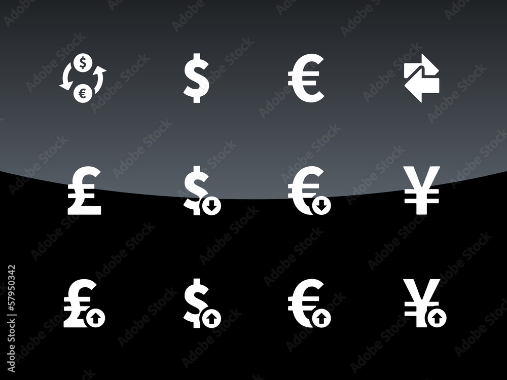 Exchange Rate icons on black background.