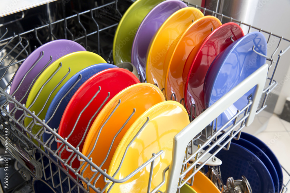 Open dishwasher Stock Photo Adobe Stock