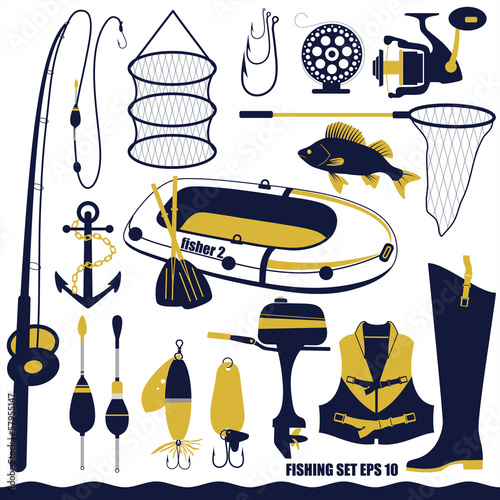 Fishing icon set