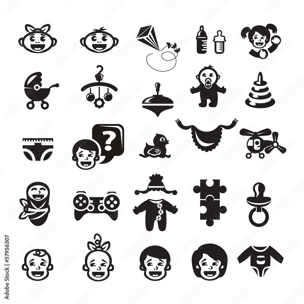 Childhood icons set Childhood icons set