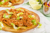 Tostadas - Mexican crispy tortilla with spicy chicken tinga