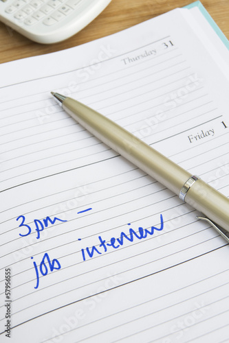 Time For Job Interview Written In Diary