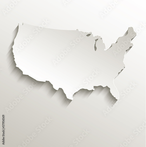 USA map card paper 3D natural