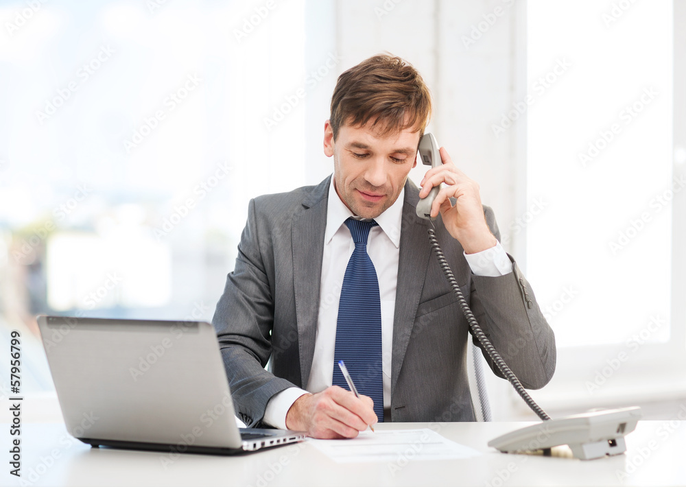 businessman with laptop computer and phone businessman with laptop computer and phone