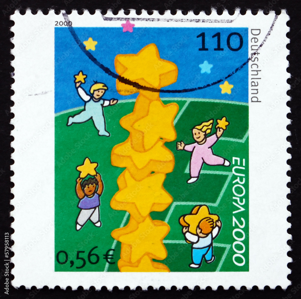 Fototapeta premium Postage stamp Germany 2000 Children and Stars