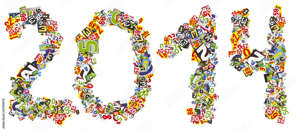 Numbers made from of newspaper clipping Numbers made from of newspaper clipping