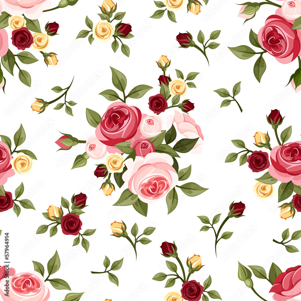 Vintage seamless pattern with roses. Vector illustration.