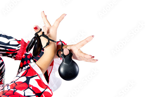 Hands detail of Flamenco dancer in beautiful dress