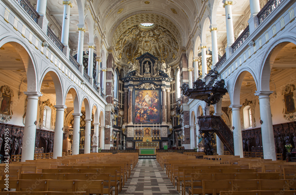 Antwerp - Nave of St. Charles Borromeo church