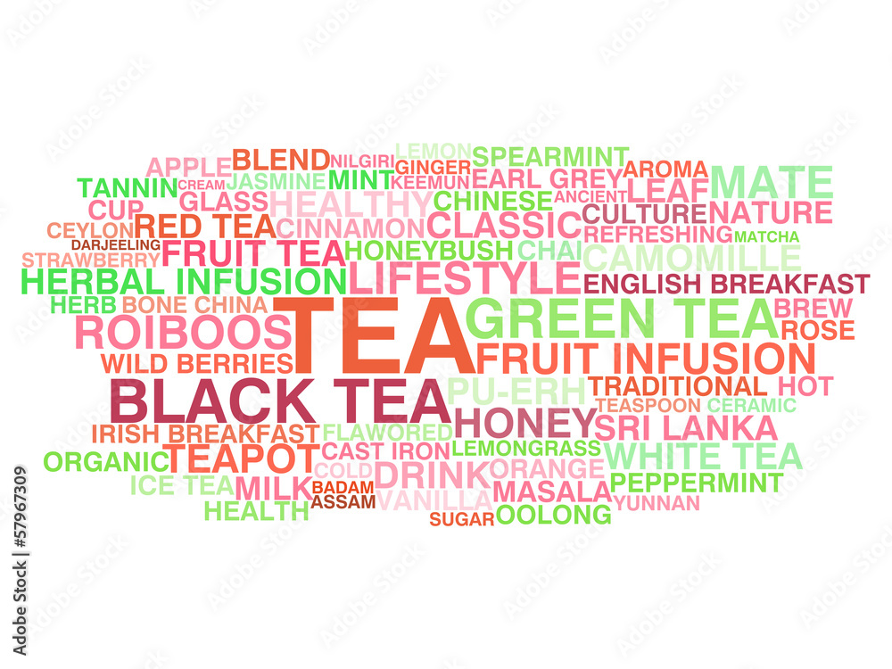 Tea variety. Word cloud concept Tea variety. Word cloud concept