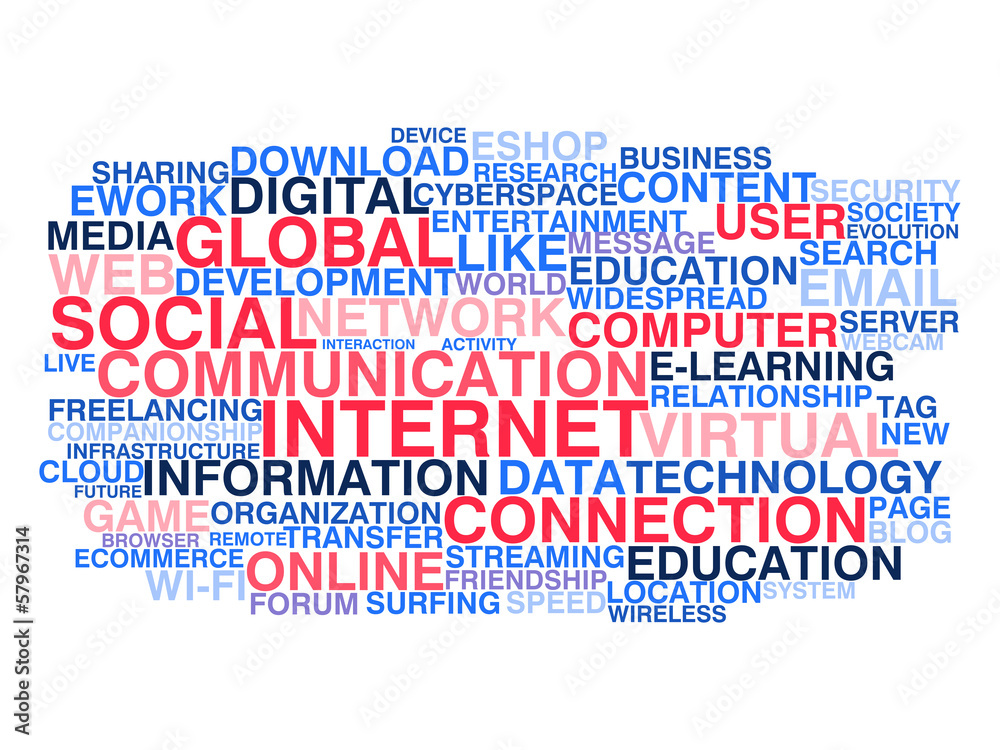 Social communication and internet connection. Word cloud concept Social communication and internet connection. Word cloud concept