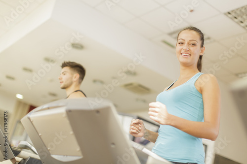 Young woman training in the...