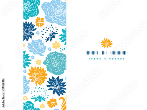 Vector blue and yellow flower silhouettes horizontal decor