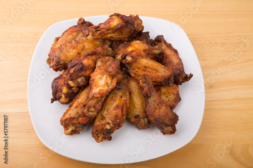 Barbecue Chicken Wings on White Plate