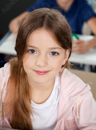 Closeup Of Schoolgirl In Classroom